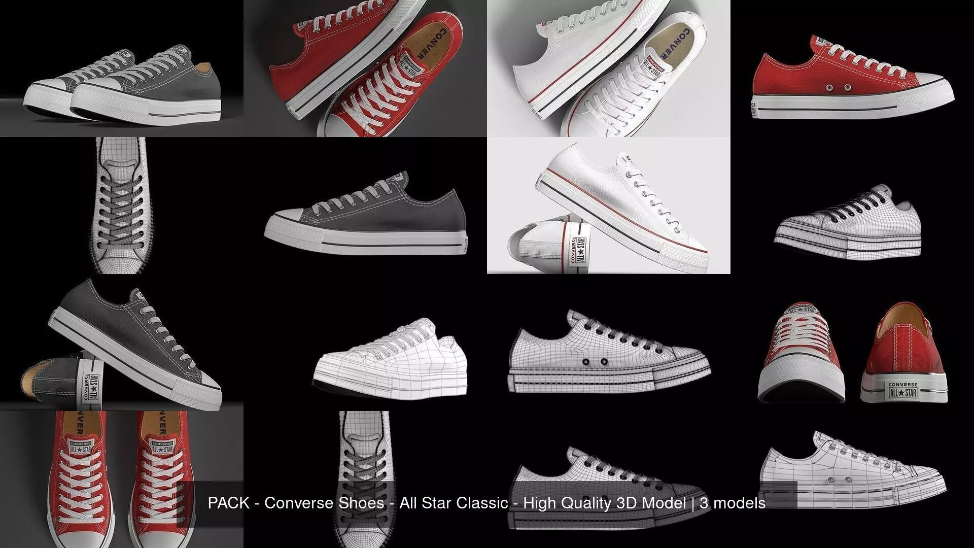 PACK - Converse Shoes - All Star Classic - High Quality 3D Model 3D Model Collection_0