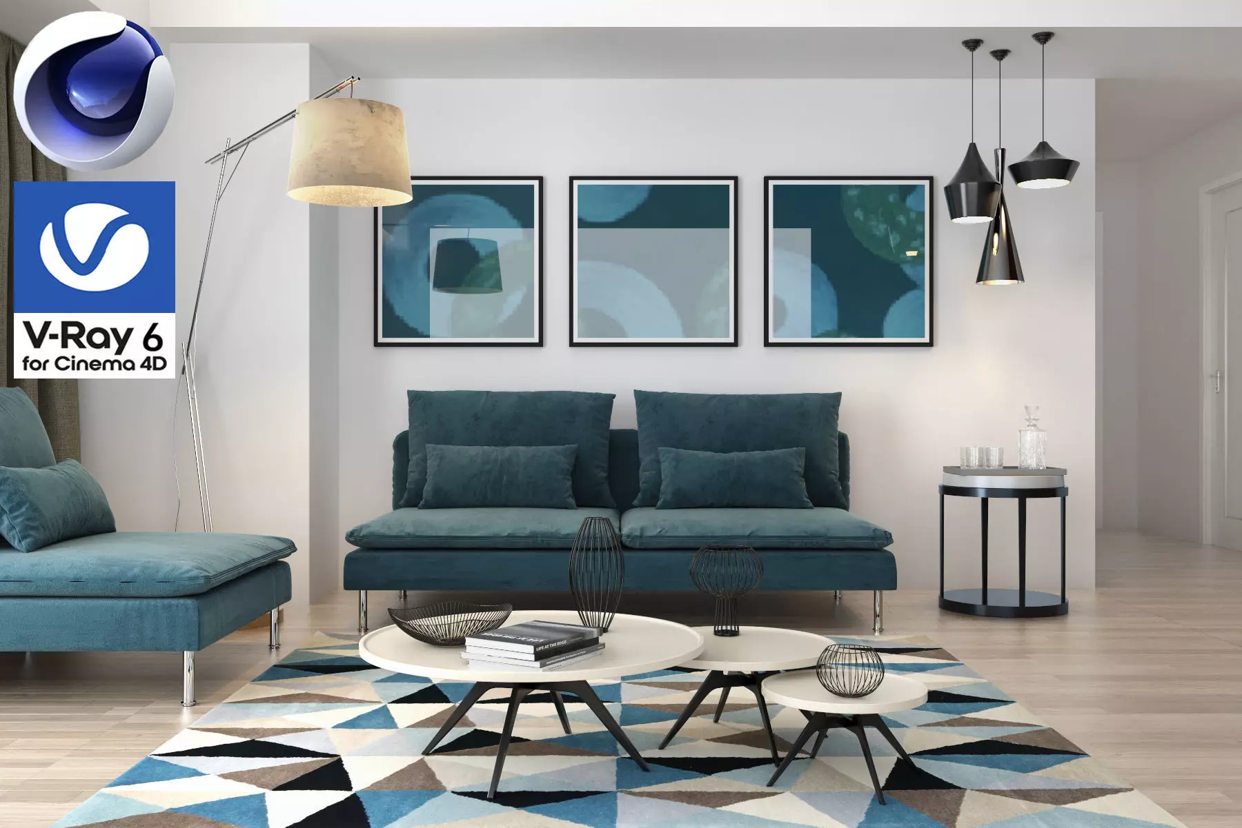 Living Room 10 - Vray6 - C4D 3D model