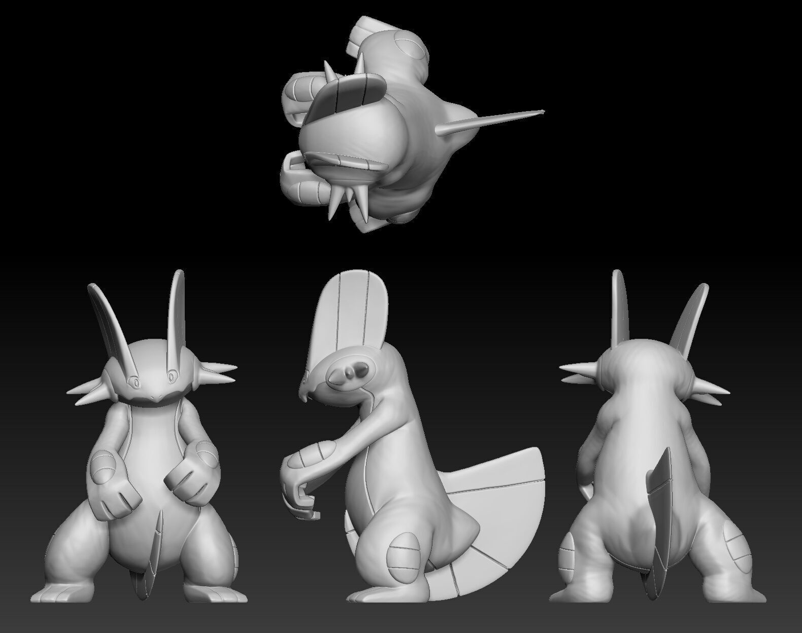 Pokemon Mudkip Marshtomp Swampert 3D print model_3