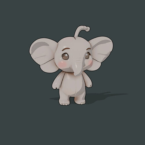 little flying elephant Low-poly 3D model