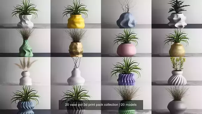 20 vase pot 3d print pack collection 