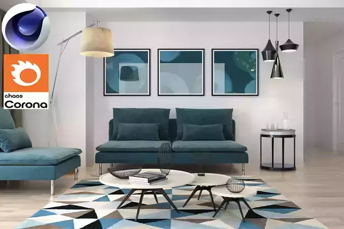 Living Room 10 - Corona - C4D