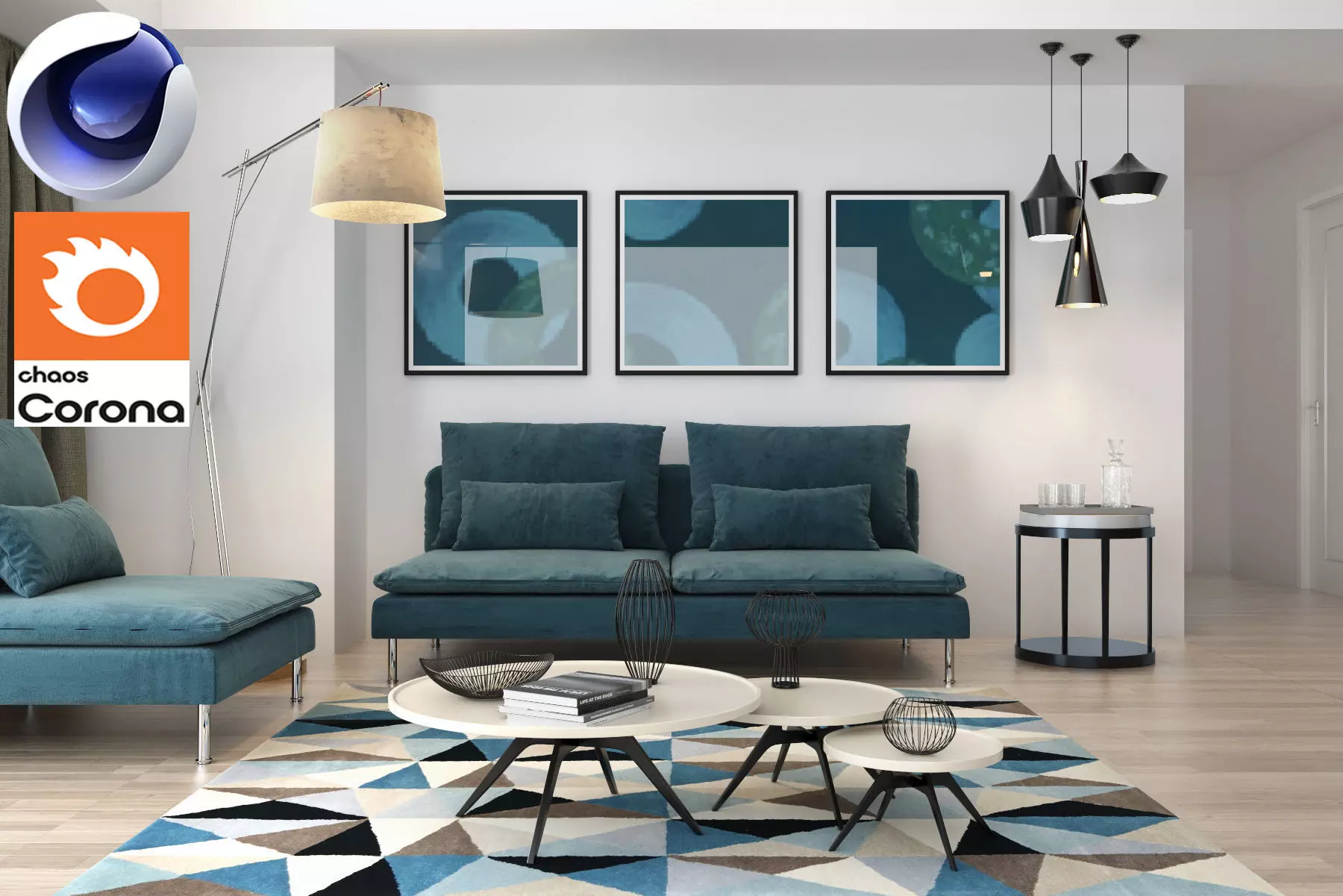 Living Room 10 - Corona - C4D 3D model