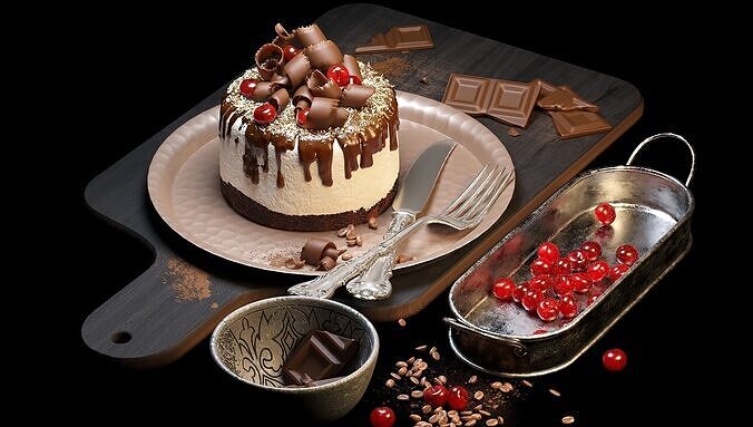 Chocolate cake 3D model