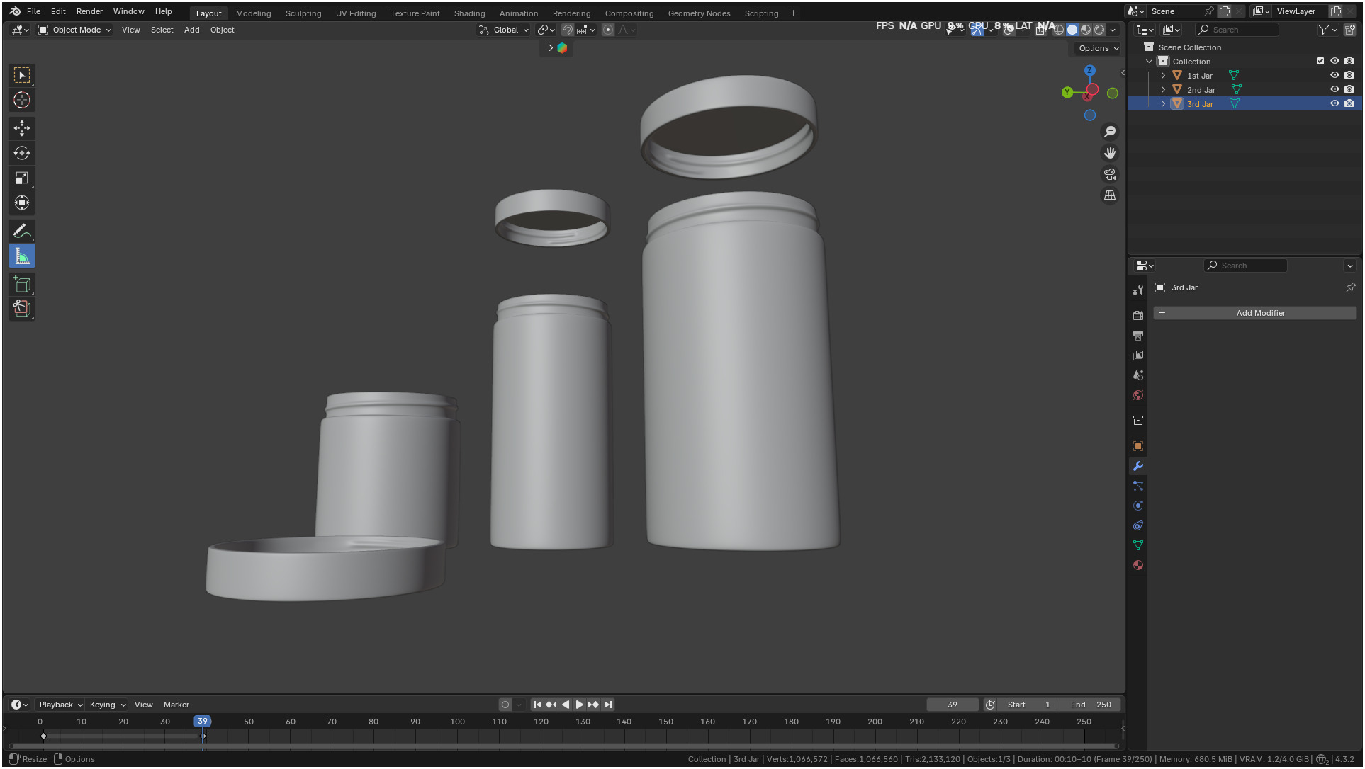 Printable Clear plastic container jar 3D print model_9