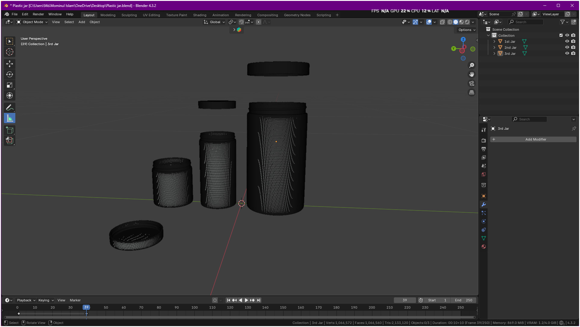 Printable Clear plastic container jar 3D print model_46
