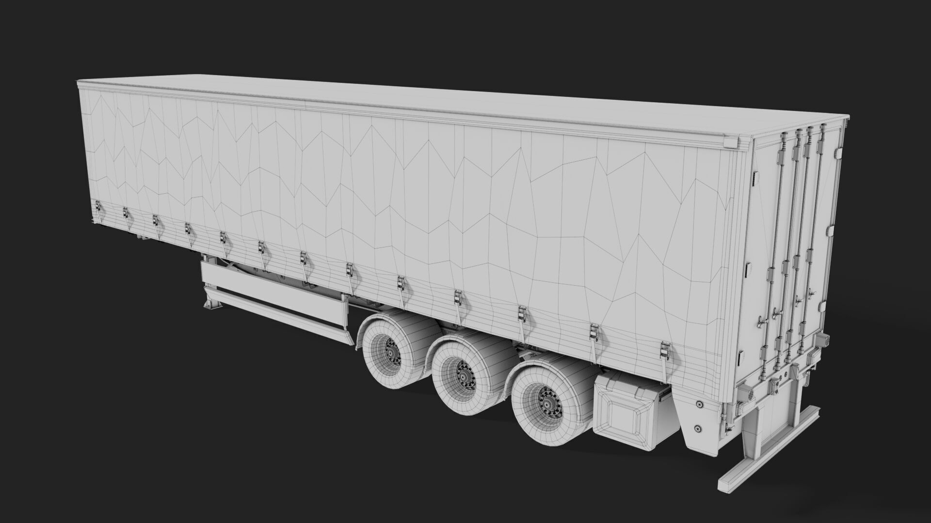 Curtainsider Semi Trailer All PBR Unity UE Textures Low-poly 3D model_37