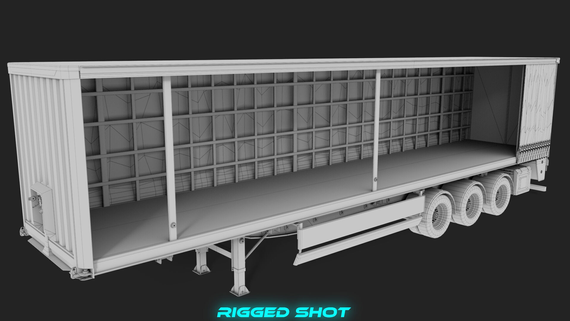 Curtainsider Semi Trailer All PBR Unity UE Textures Low-poly 3D model_43