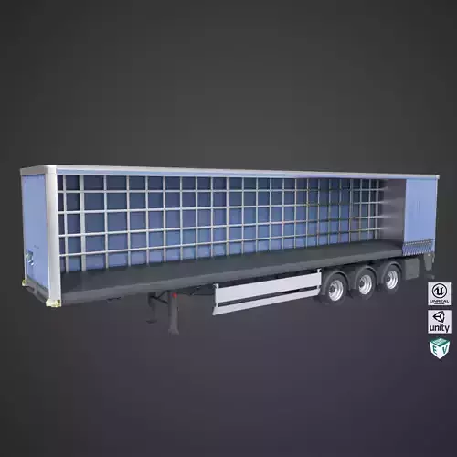 Curtainsider Semi Trailer All PBR Unity UE Textures Low-poly 3D model