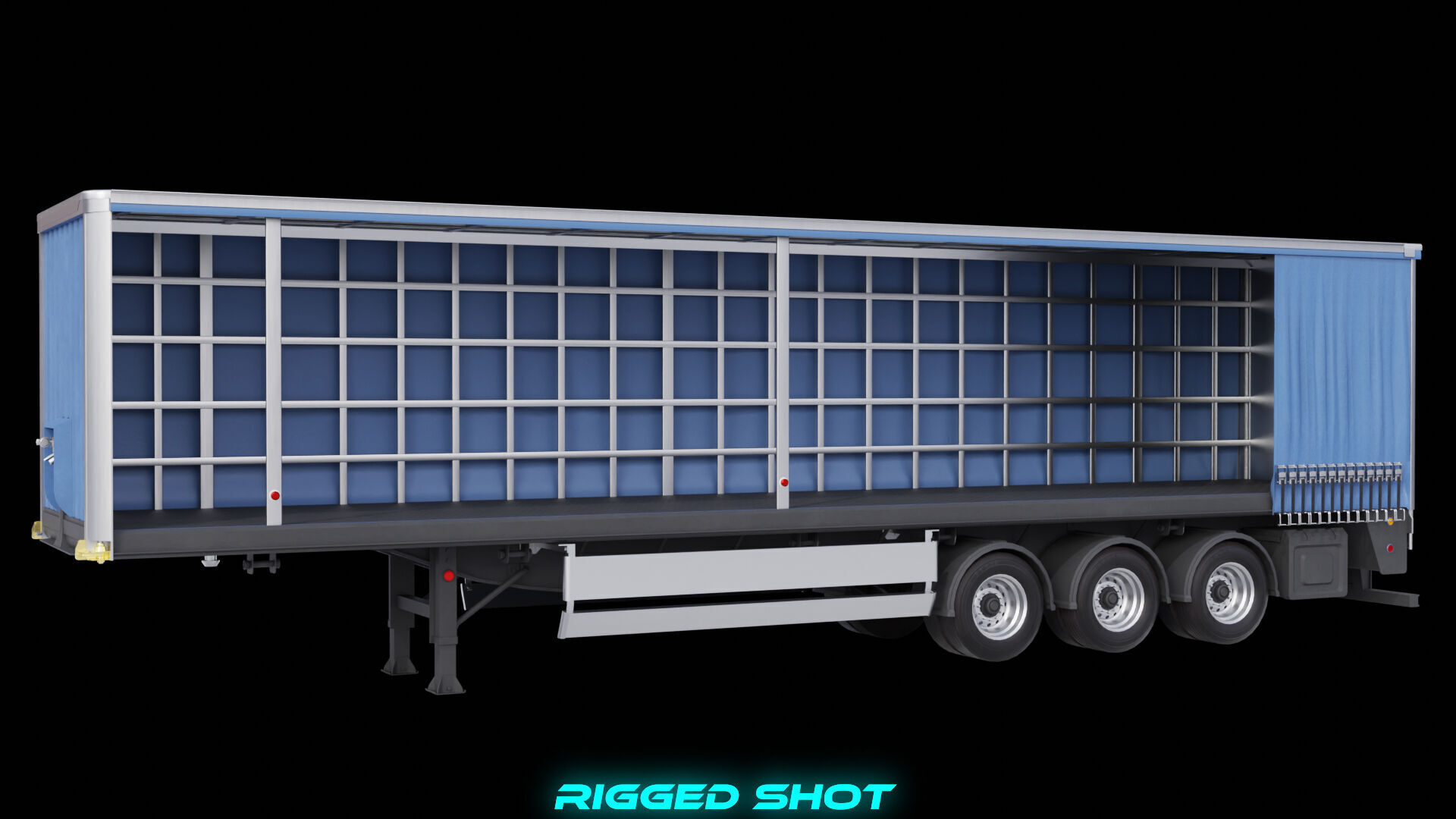 Curtainsider Semi Trailer All PBR Unity UE Textures Low-poly 3D model_18