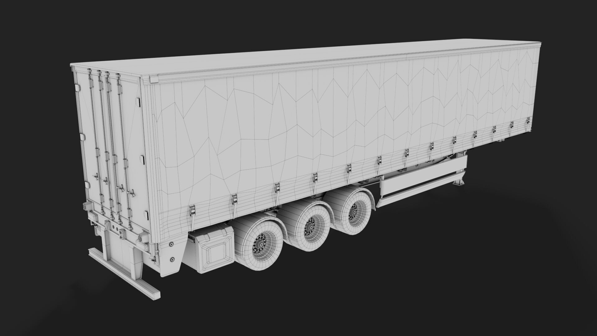Curtainsider Semi Trailer All PBR Unity UE Textures Low-poly 3D model_36