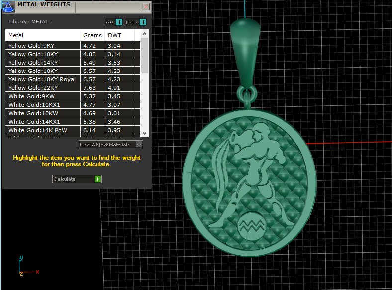 pendent gold 3D print model_1