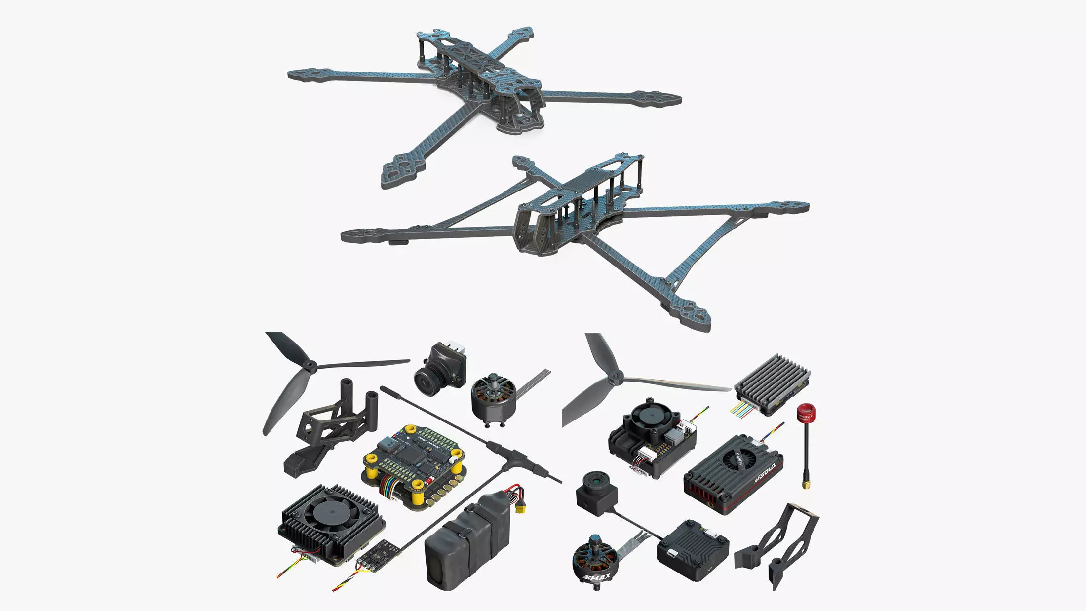 FPV Drone Parts Set Vol 3 3D Model Collection_0