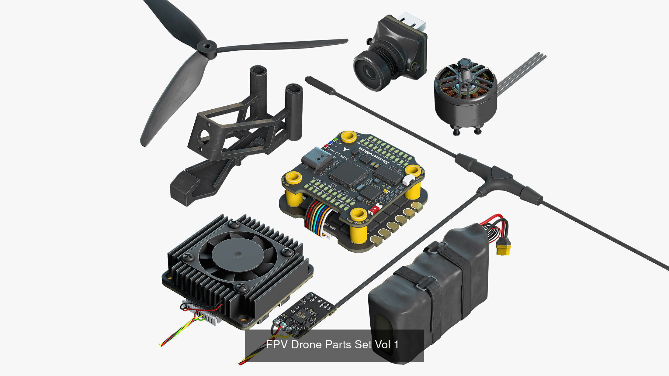 FPV Drone Parts Set Vol 3 3D Model Collection_2