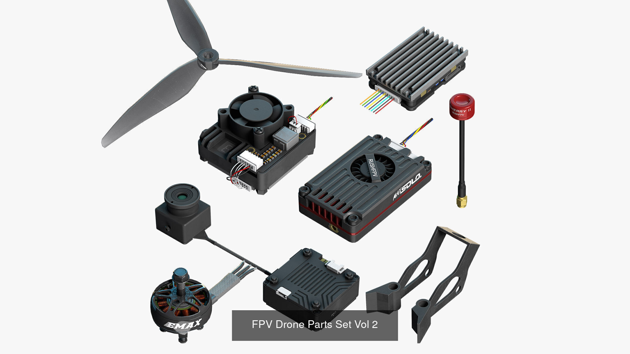 FPV Drone Parts Set Vol 3 3D Model Collection_3