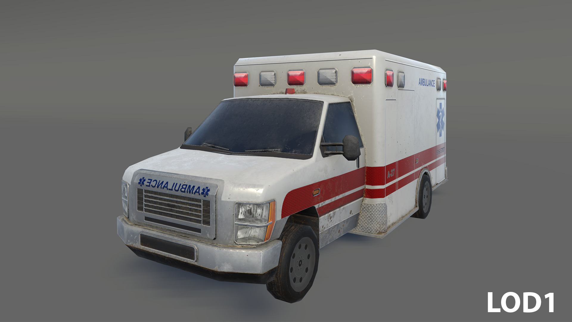 Ambulance Low-poly 3D model_4