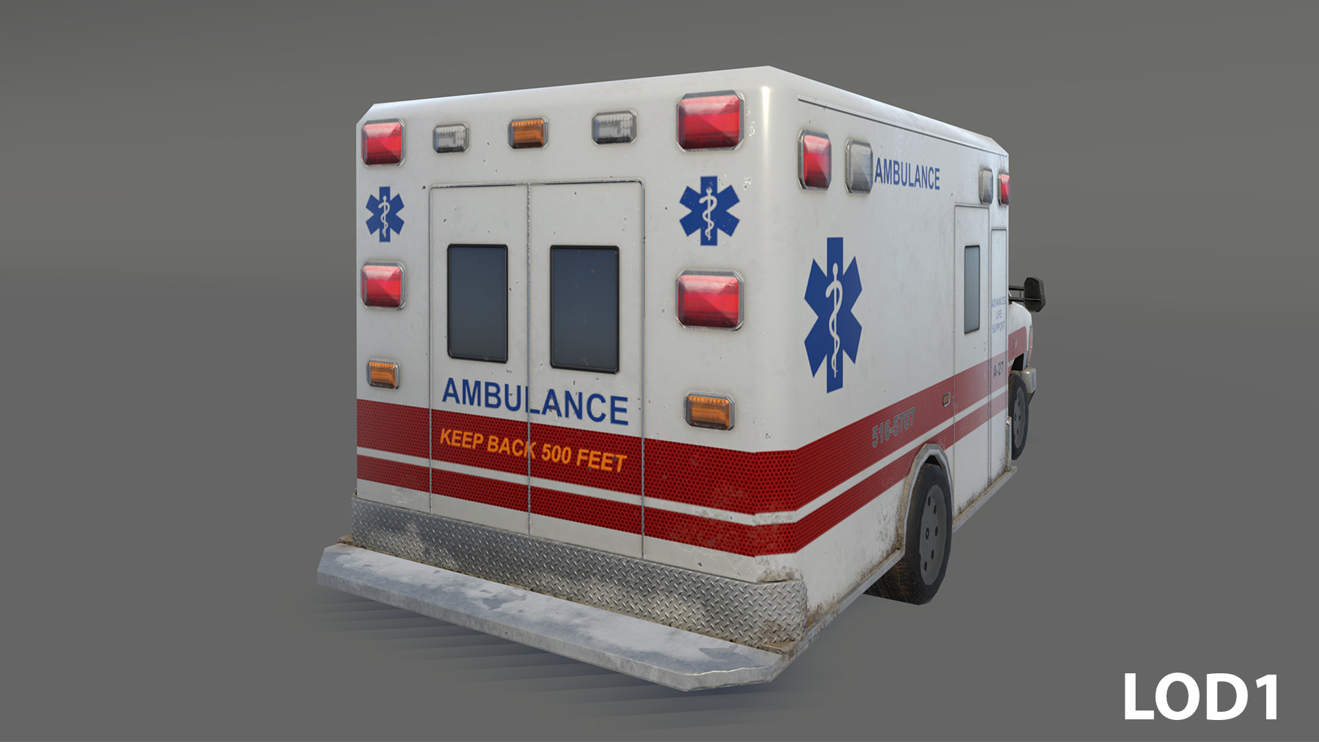 Ambulance Low-poly 3D model_5