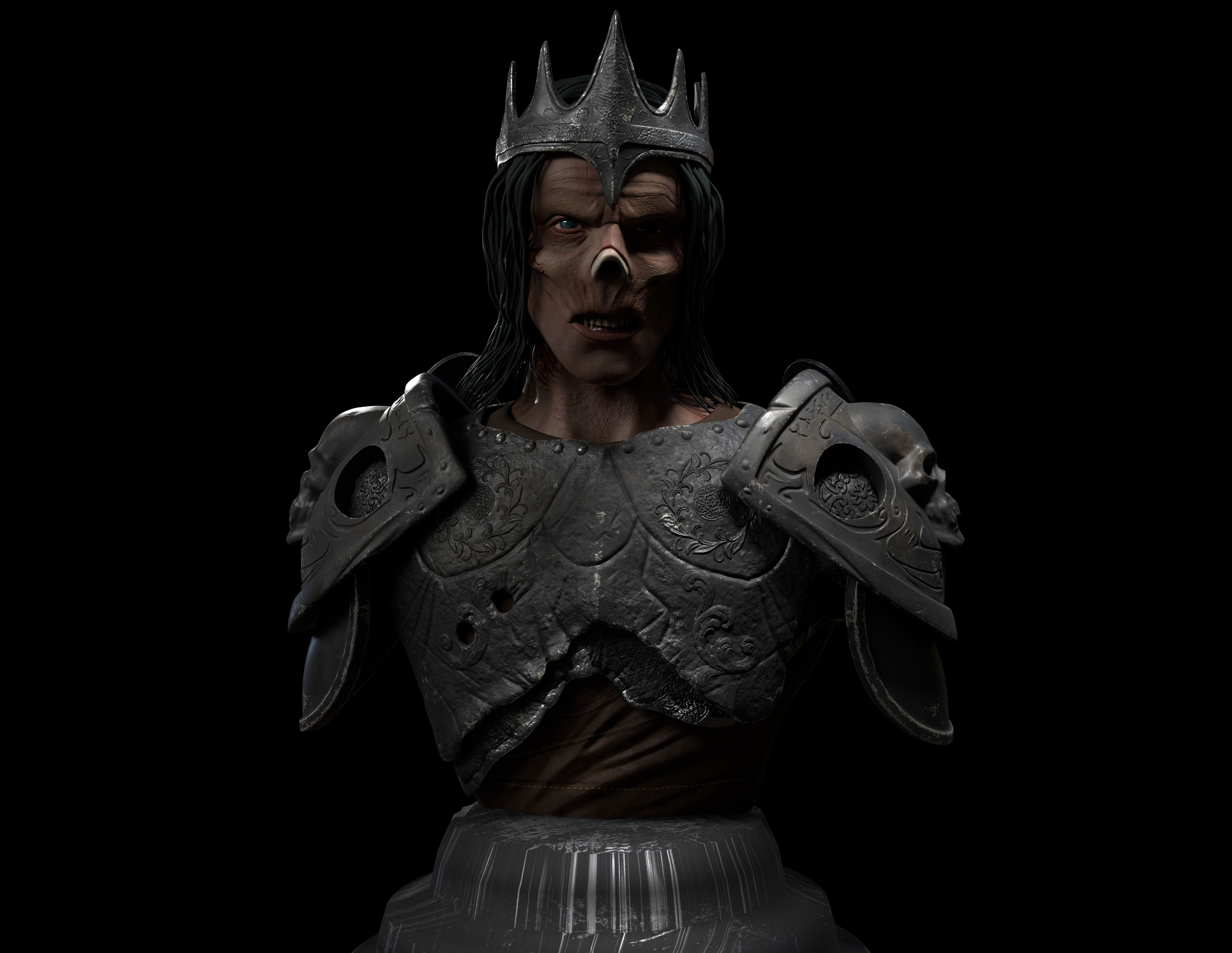 Undead warrior Low-poly 3D model_2