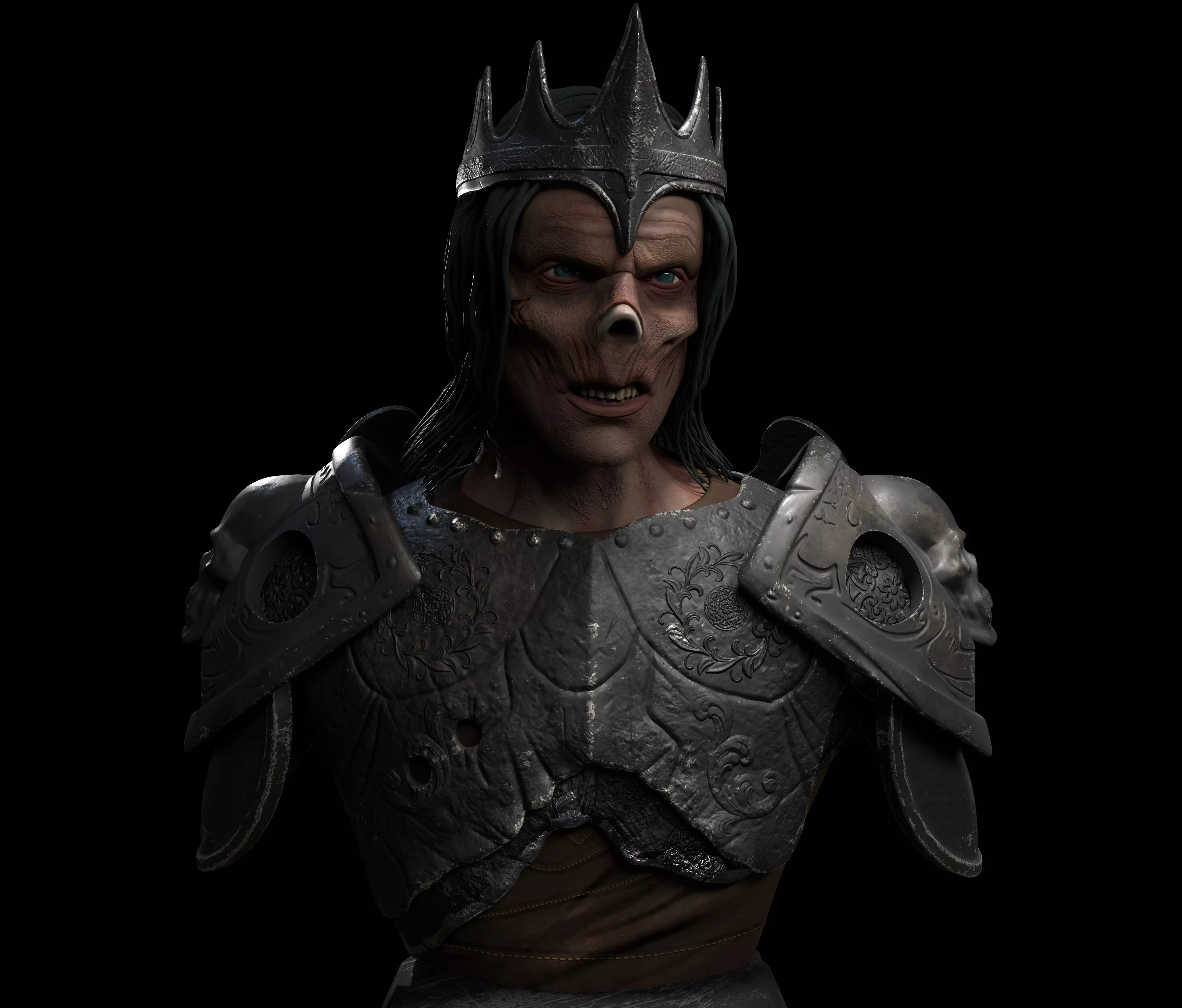 Undead warrior Low-poly 3D model_0