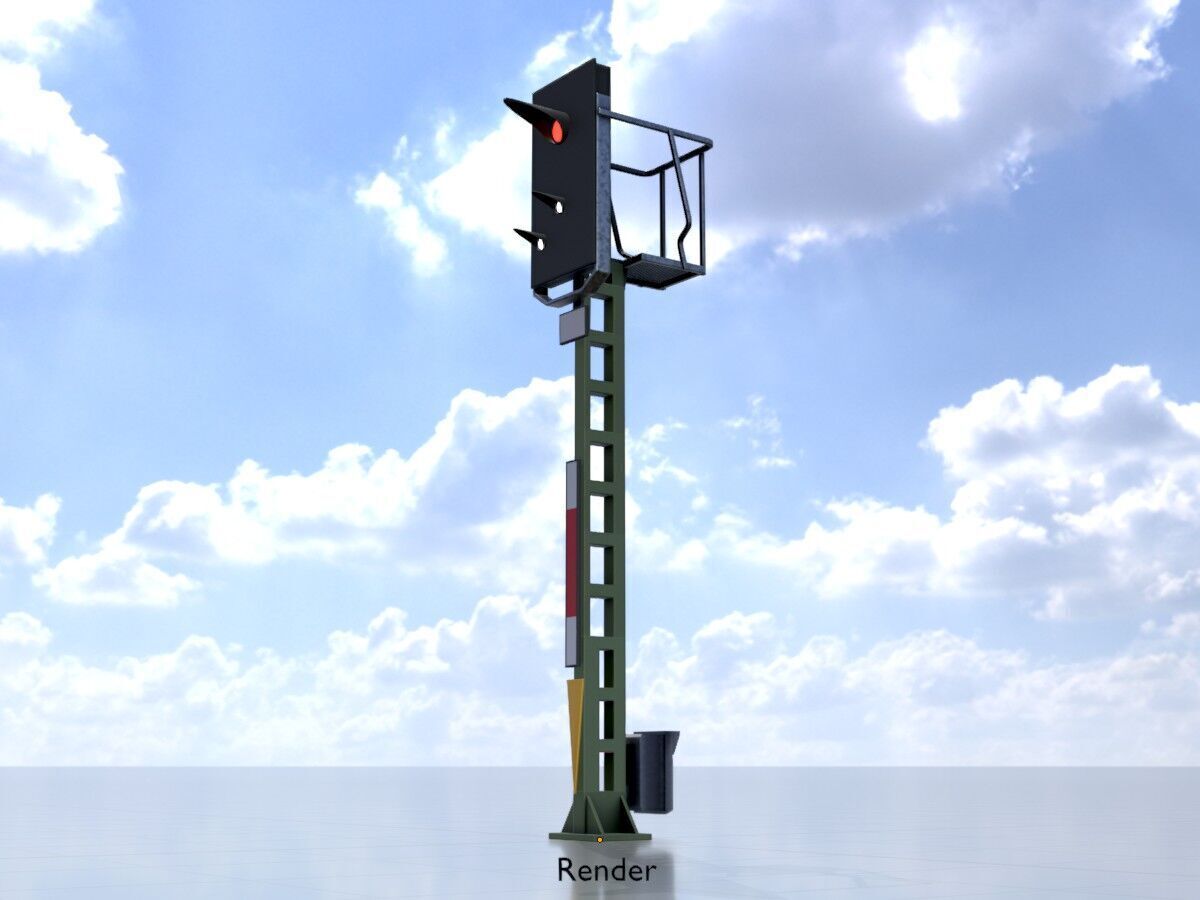 KS Railway Signal Post 4500mm Version-14 Low-poly 3D model_13