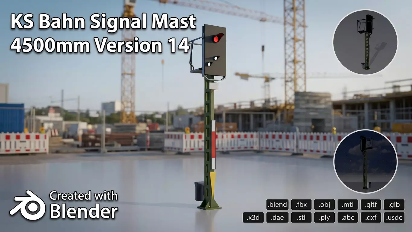 KS Railway Signal Post 4500mm Version-14 Low-poly 3D model