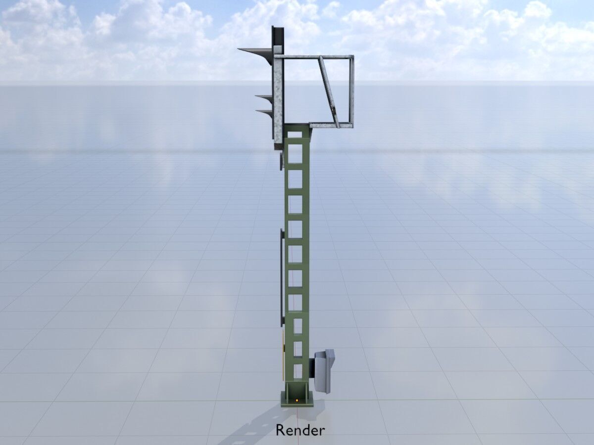 KS Railway Signal Post 4500mm Version-14 Low-poly 3D model_14