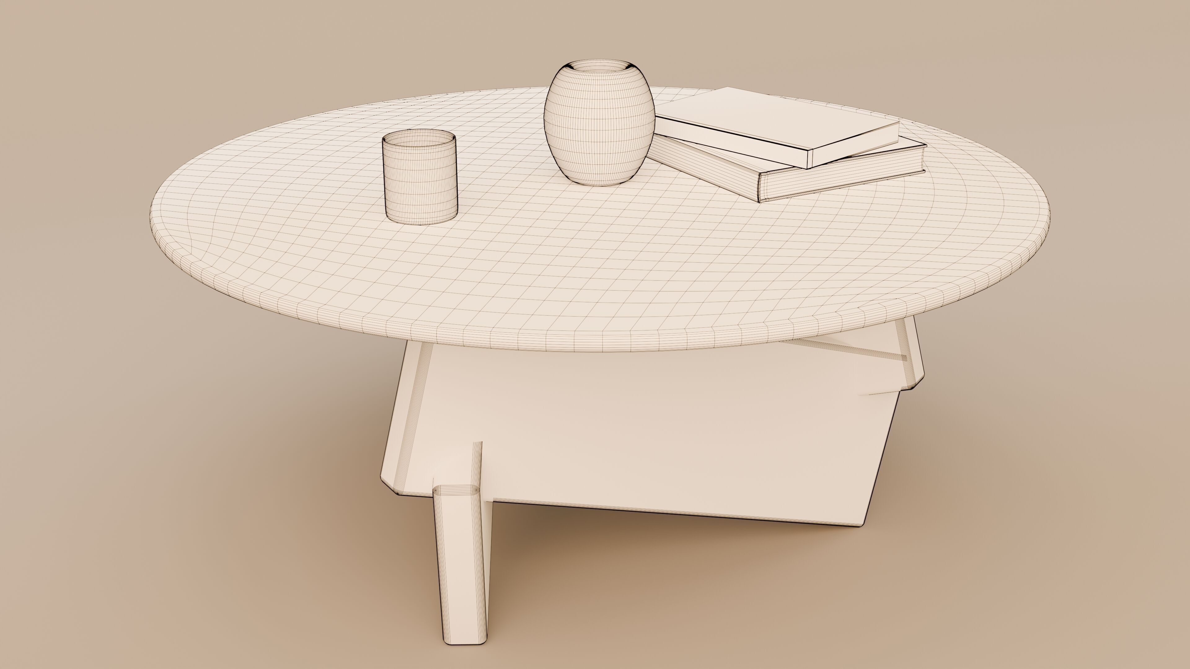 Mid Century Modern Round Coffee Table 3D model_12
