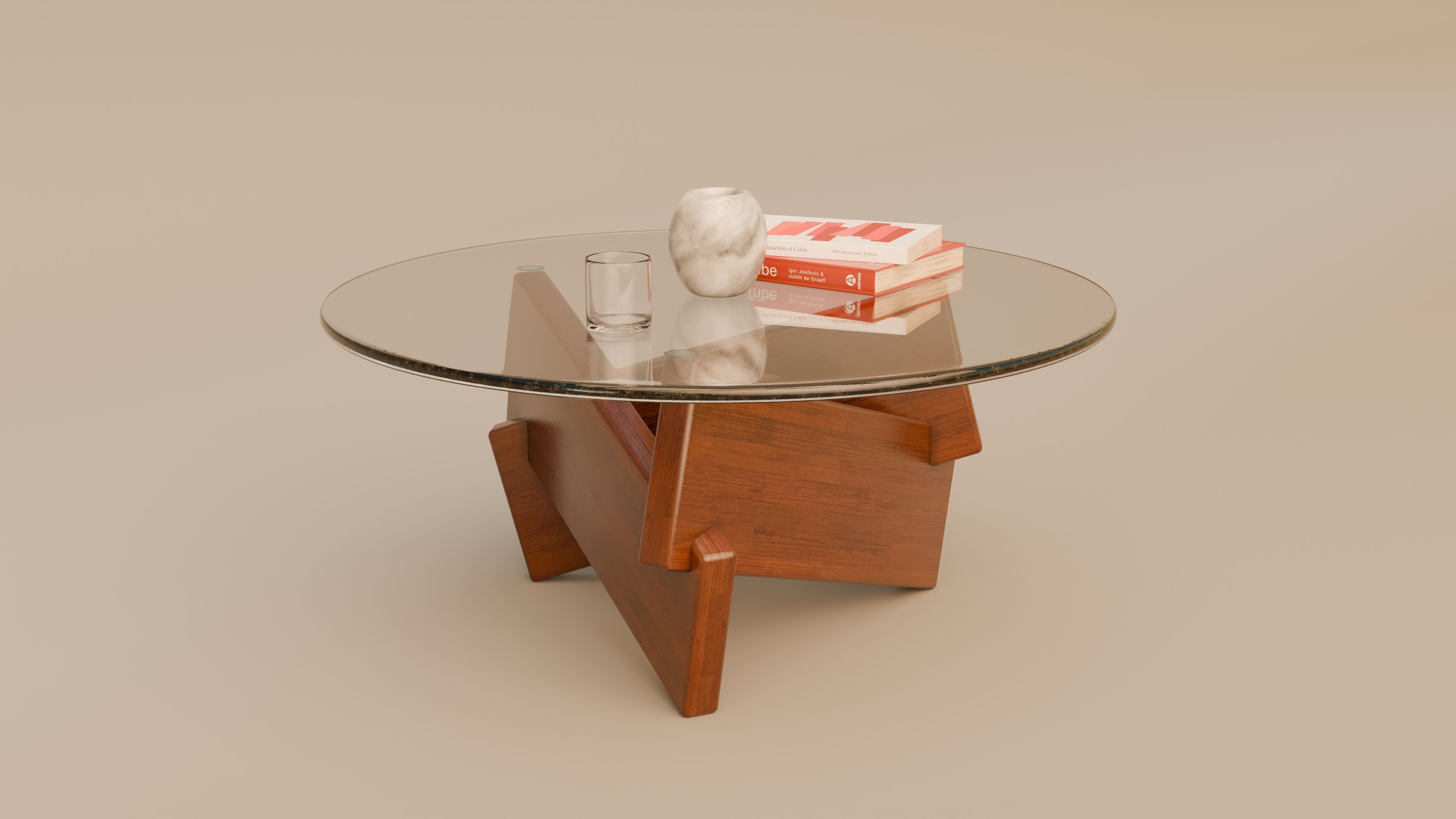 Mid Century Modern Round Coffee Table 3D model_7