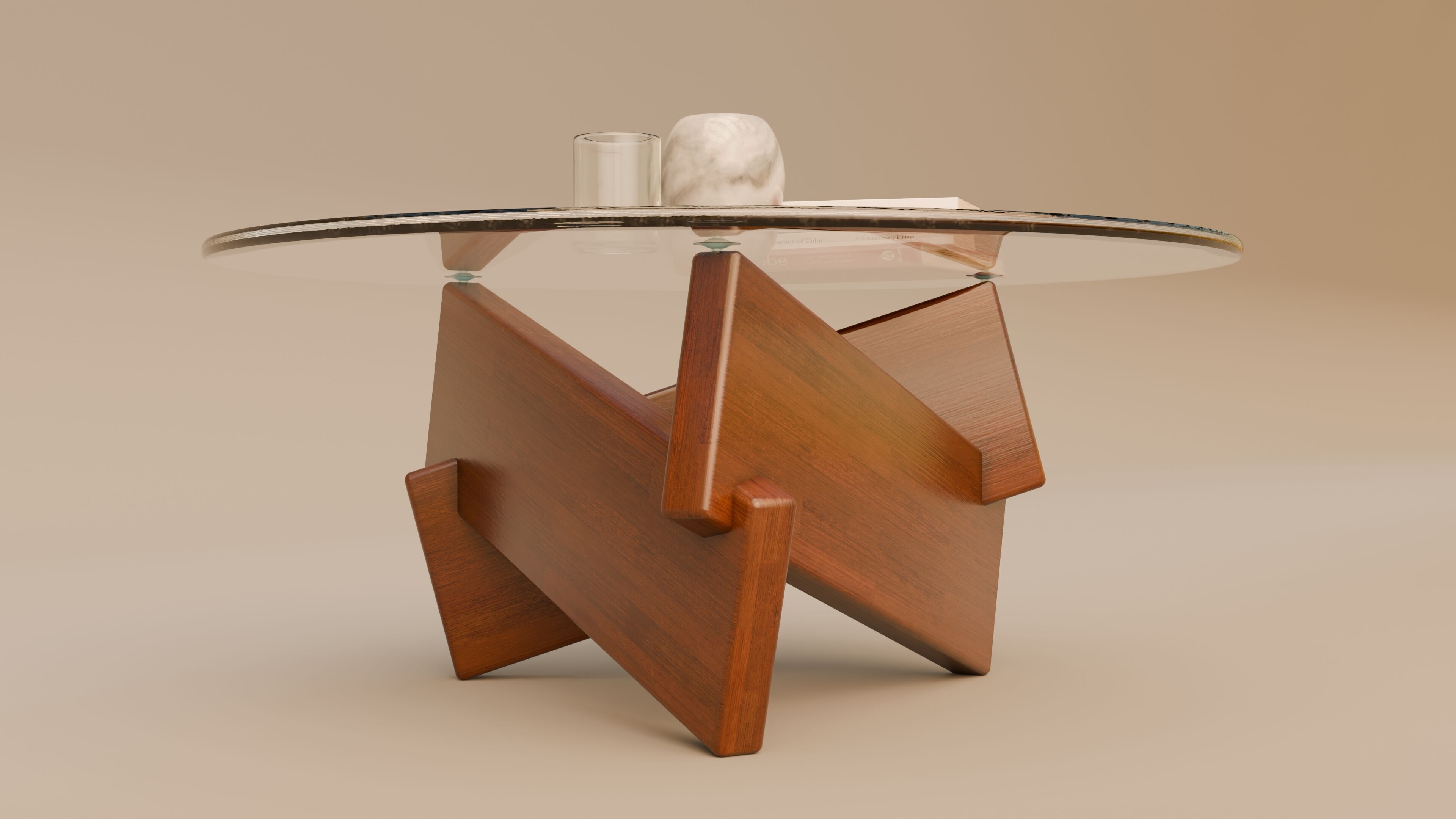 Mid Century Modern Round Coffee Table 3D model_6