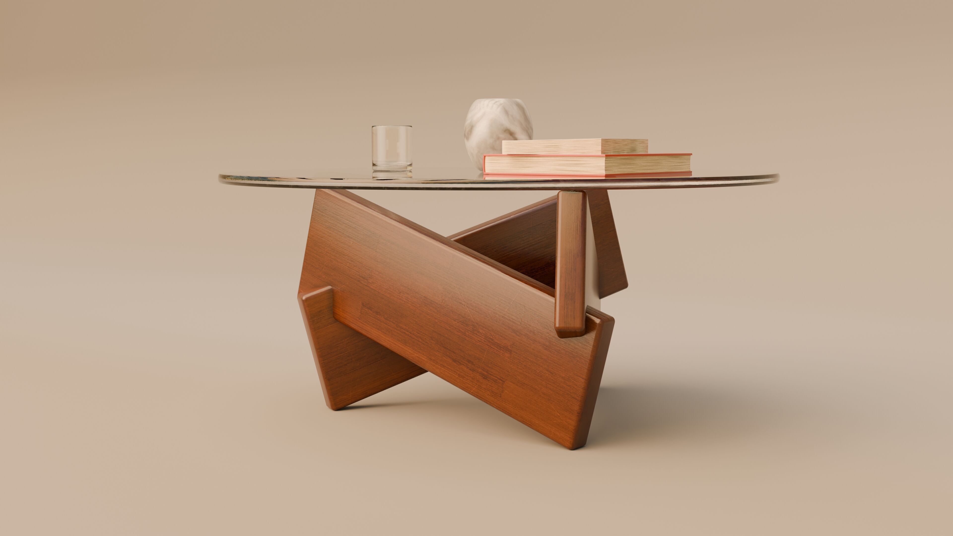 Mid Century Modern Round Coffee Table 3D model_5