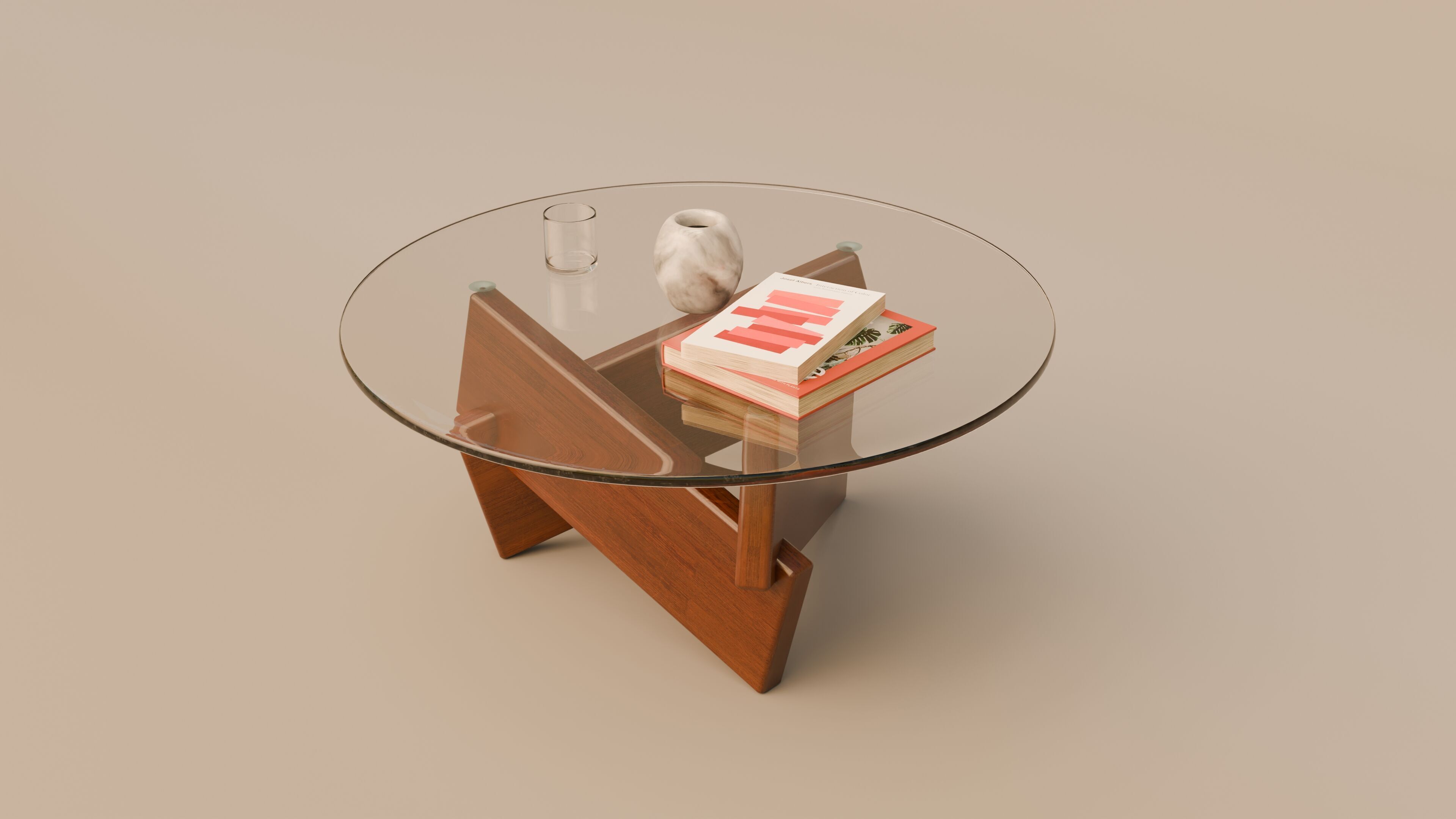 Mid Century Modern Round Coffee Table 3D model_2