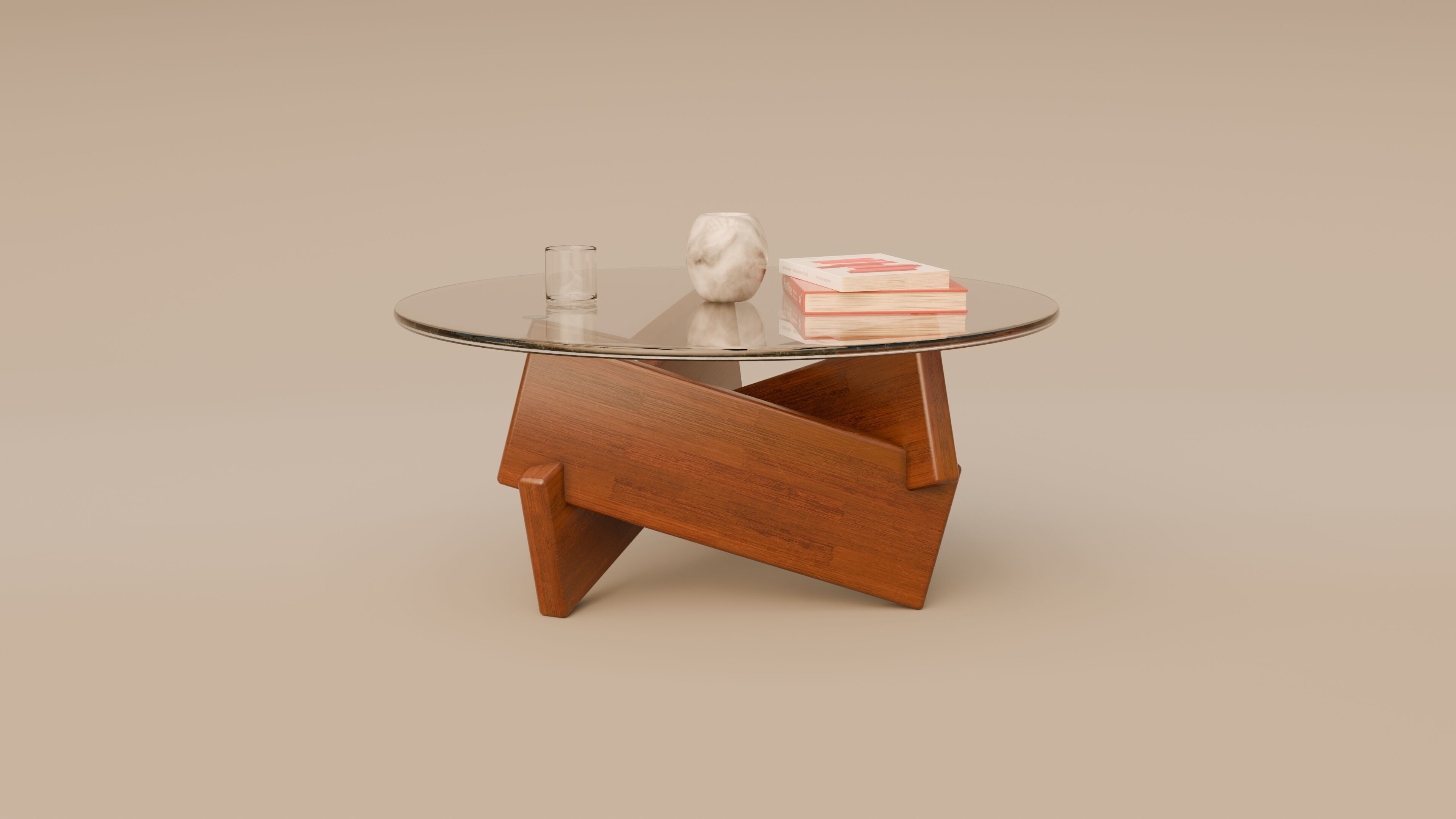 Mid Century Modern Round Coffee Table 3D model_4