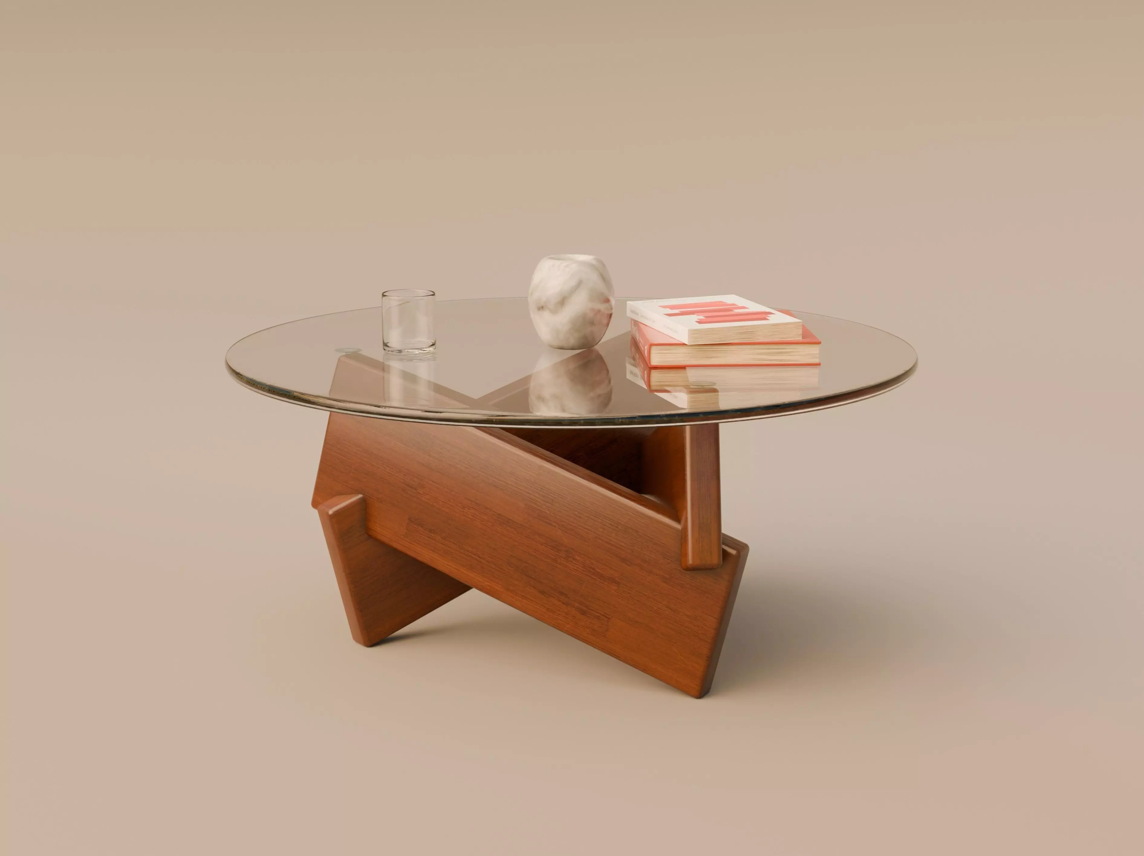 Mid Century Modern Round Coffee Table 3D model_0