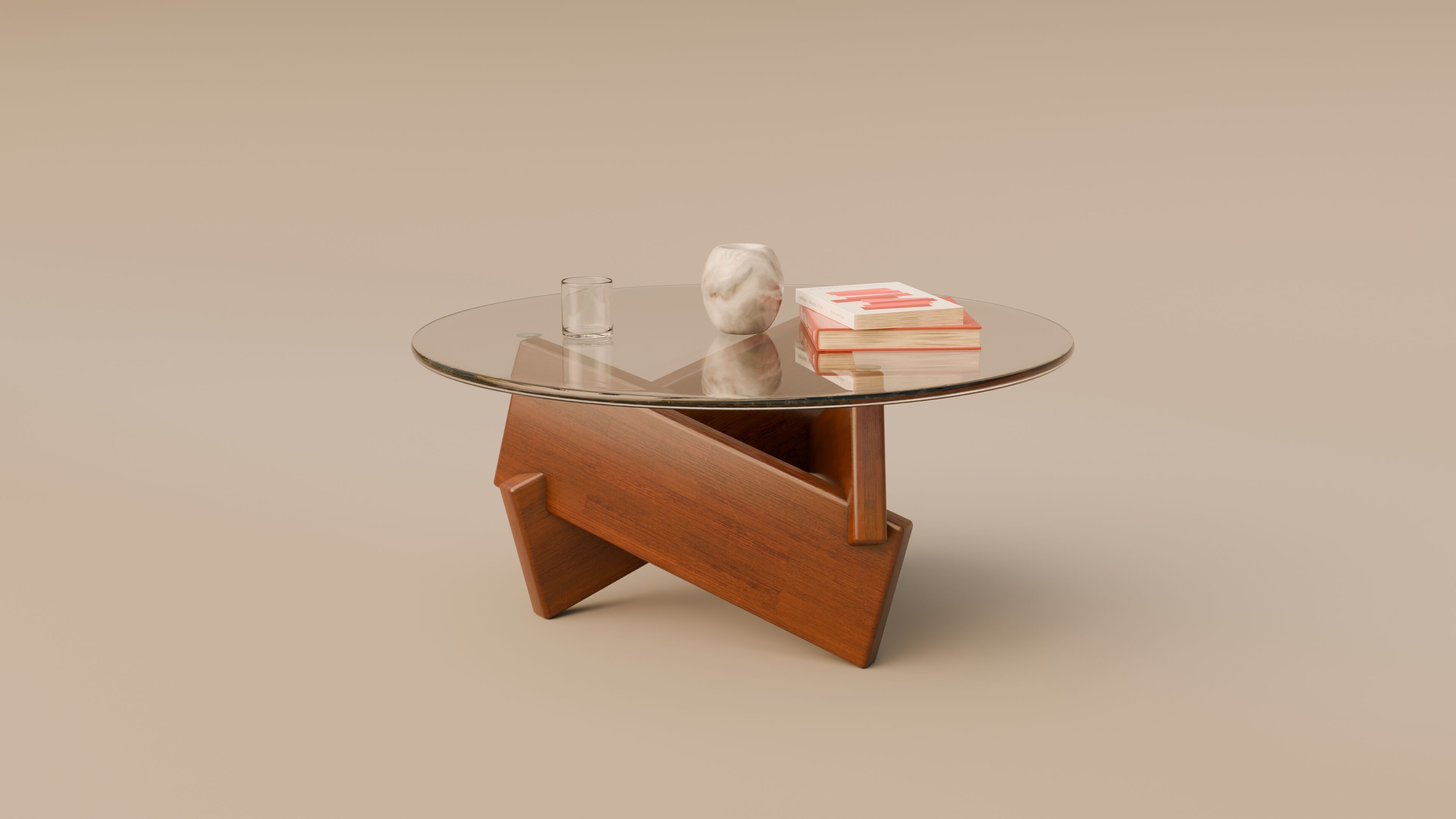 Mid Century Modern Round Coffee Table 3D model_1