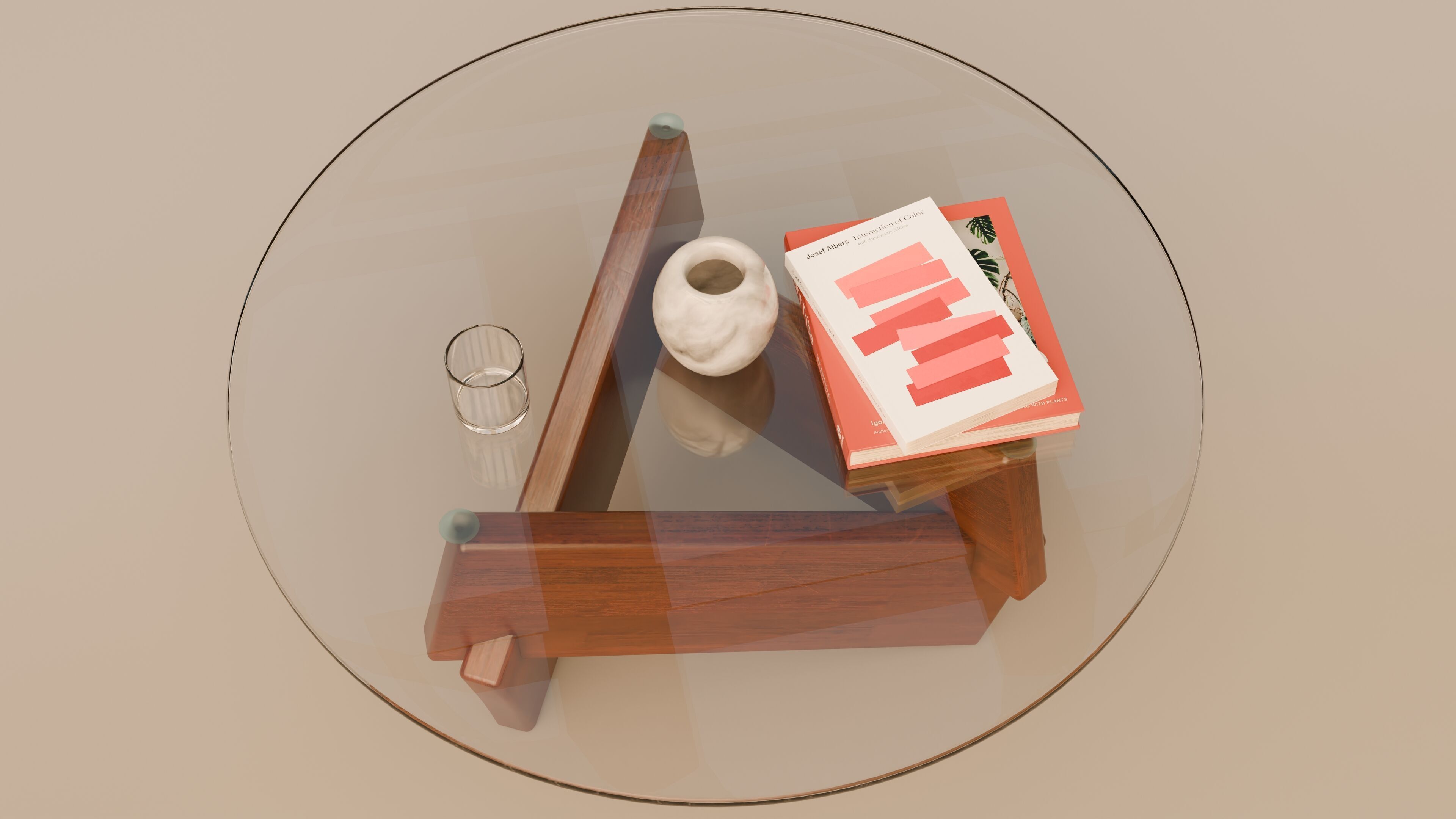 Mid Century Modern Round Coffee Table 3D model_3