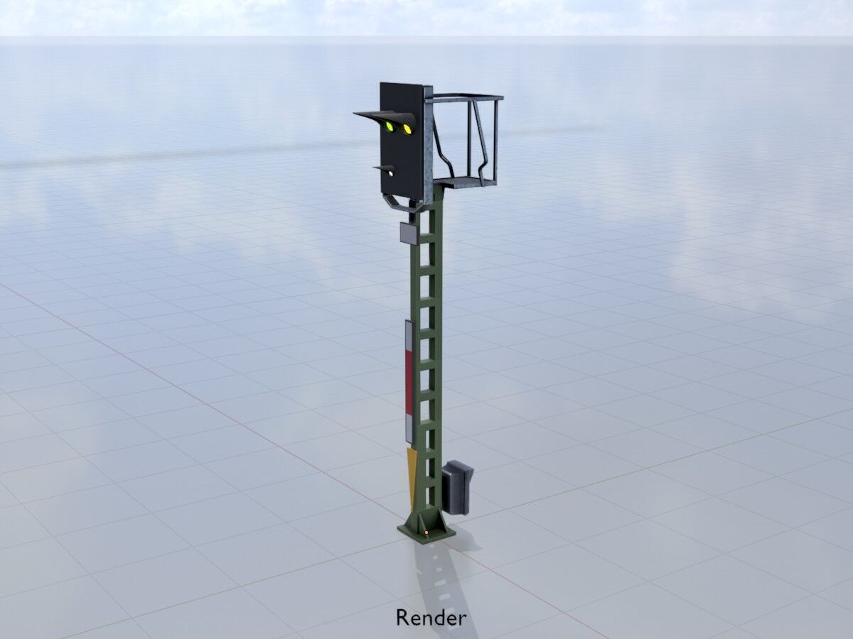 KS Eisenbahnsignalmast 4500mm Version-15 Low-poly 3D model_13