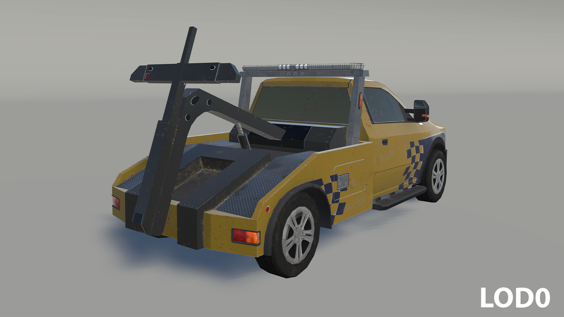 Tow truck Low-poly 3D model_2