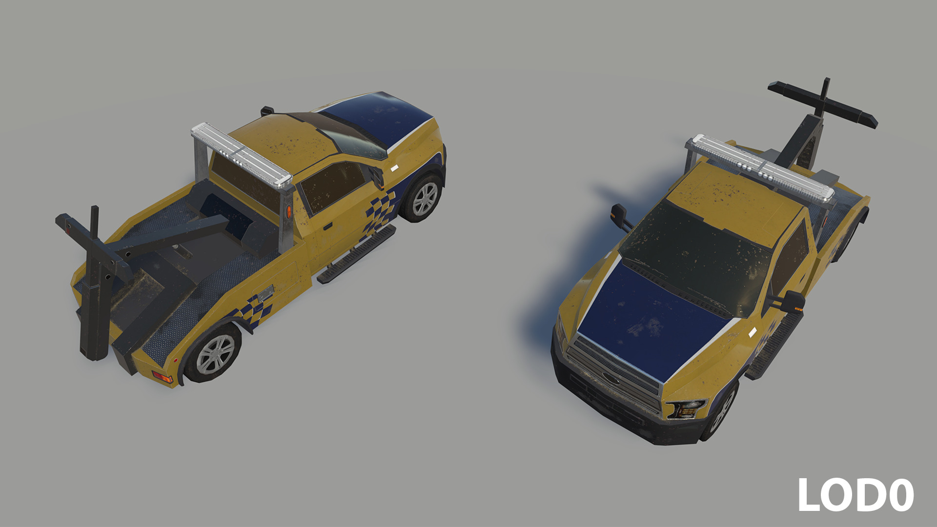 Tow truck Low-poly 3D model_5