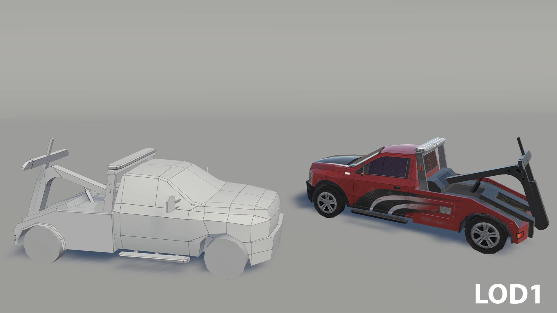 Tow truck Low-poly 3D model_8