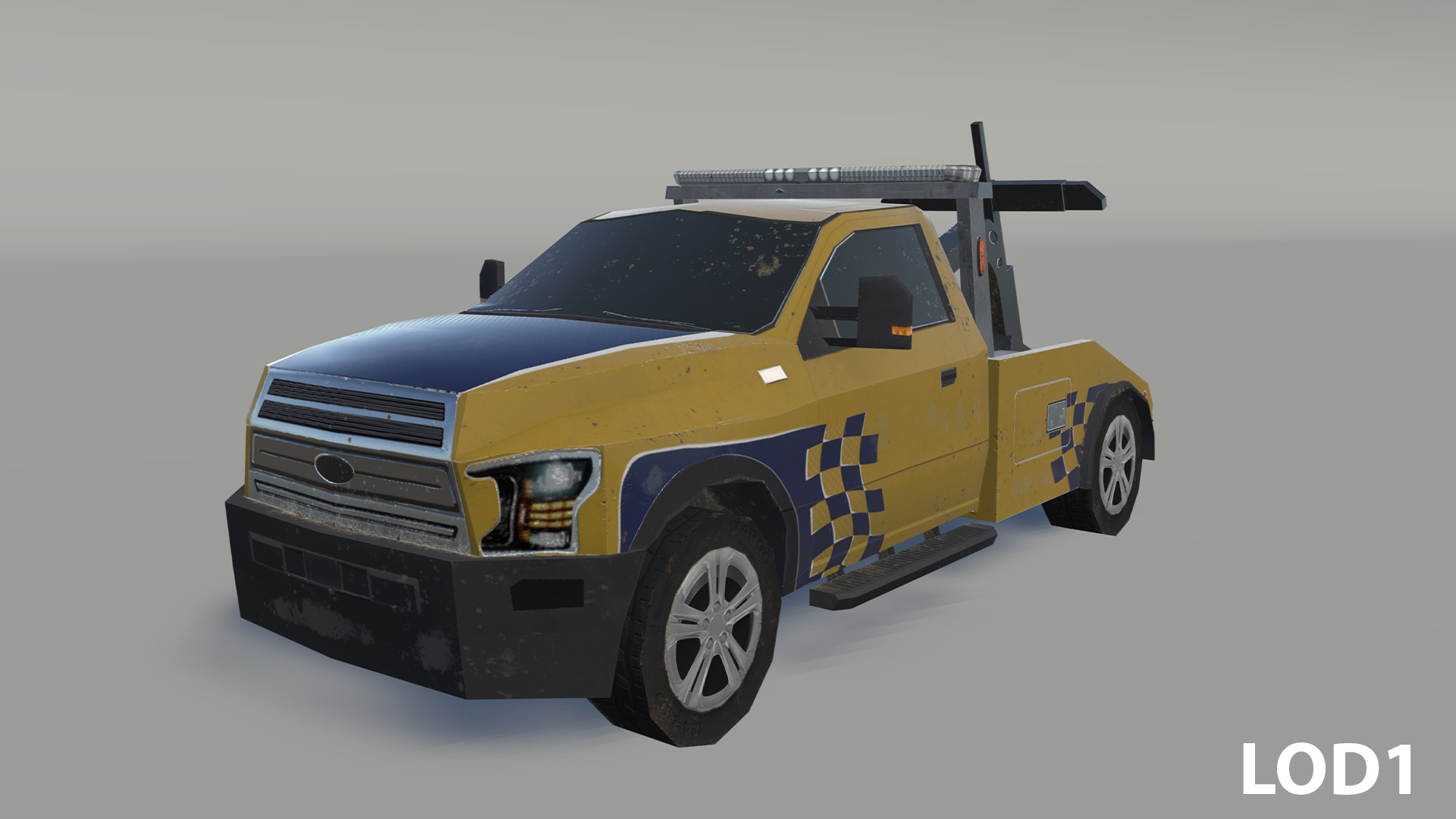 Tow truck Low-poly 3D model_3