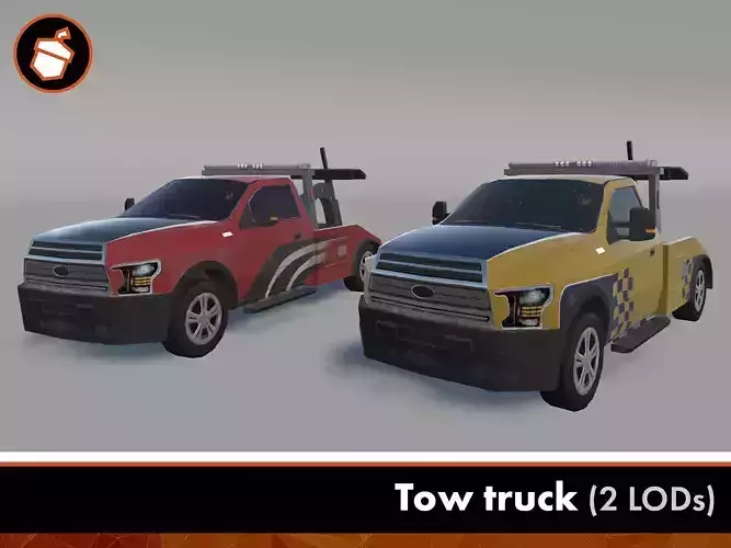 Tow truck Low-poly 3D model Tow truck Low-poly 3D model