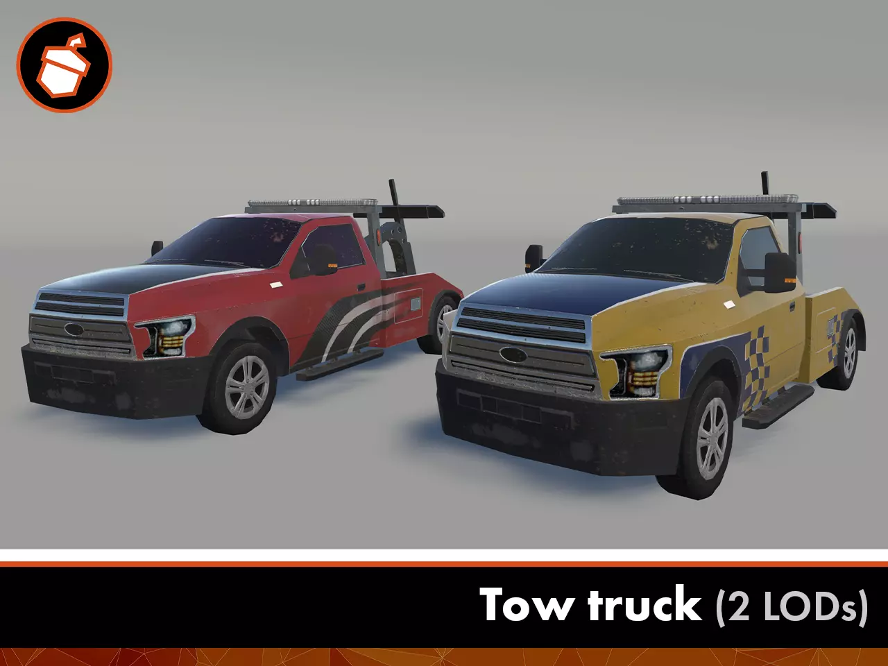Tow truck Low-poly 3D model_0