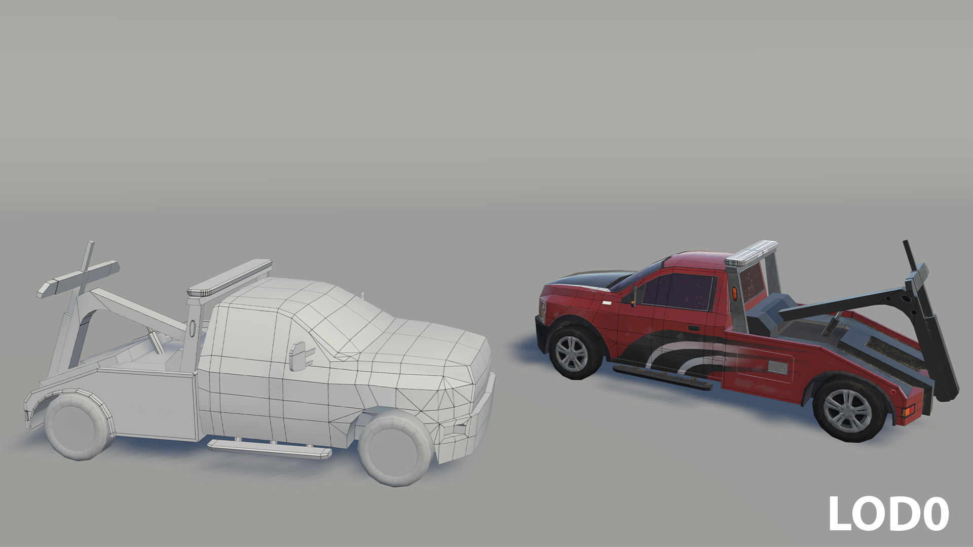 Tow truck Low-poly 3D model_7