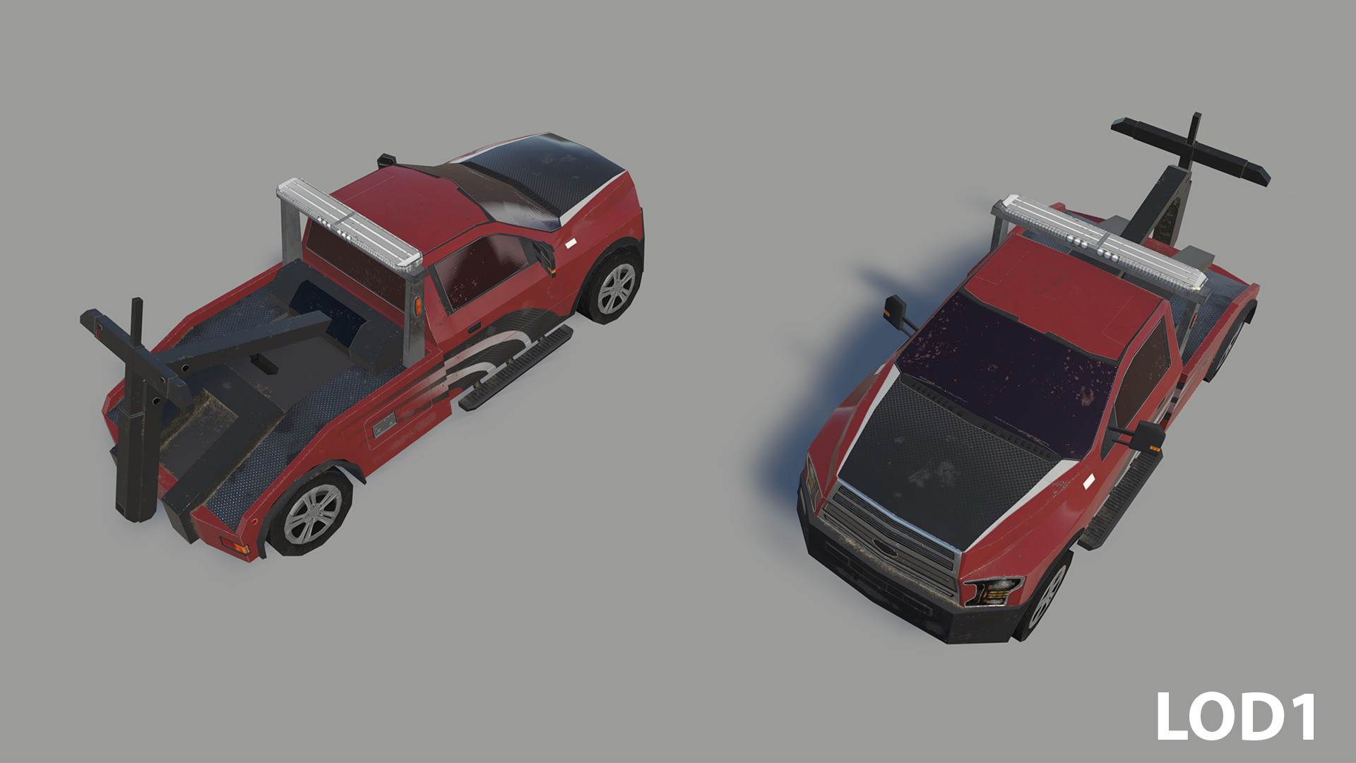 Tow truck Low-poly 3D model_6
