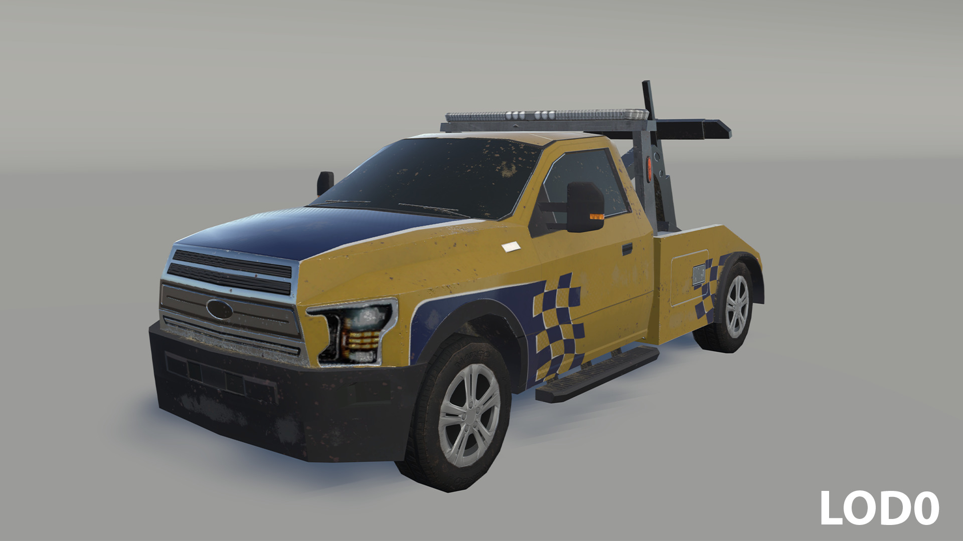 Tow truck Low-poly 3D model_1