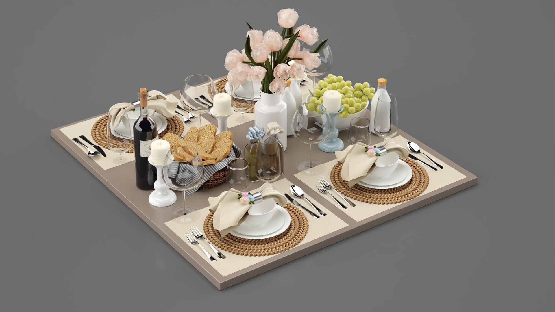 Breakfast Decorative Set 3D model_6