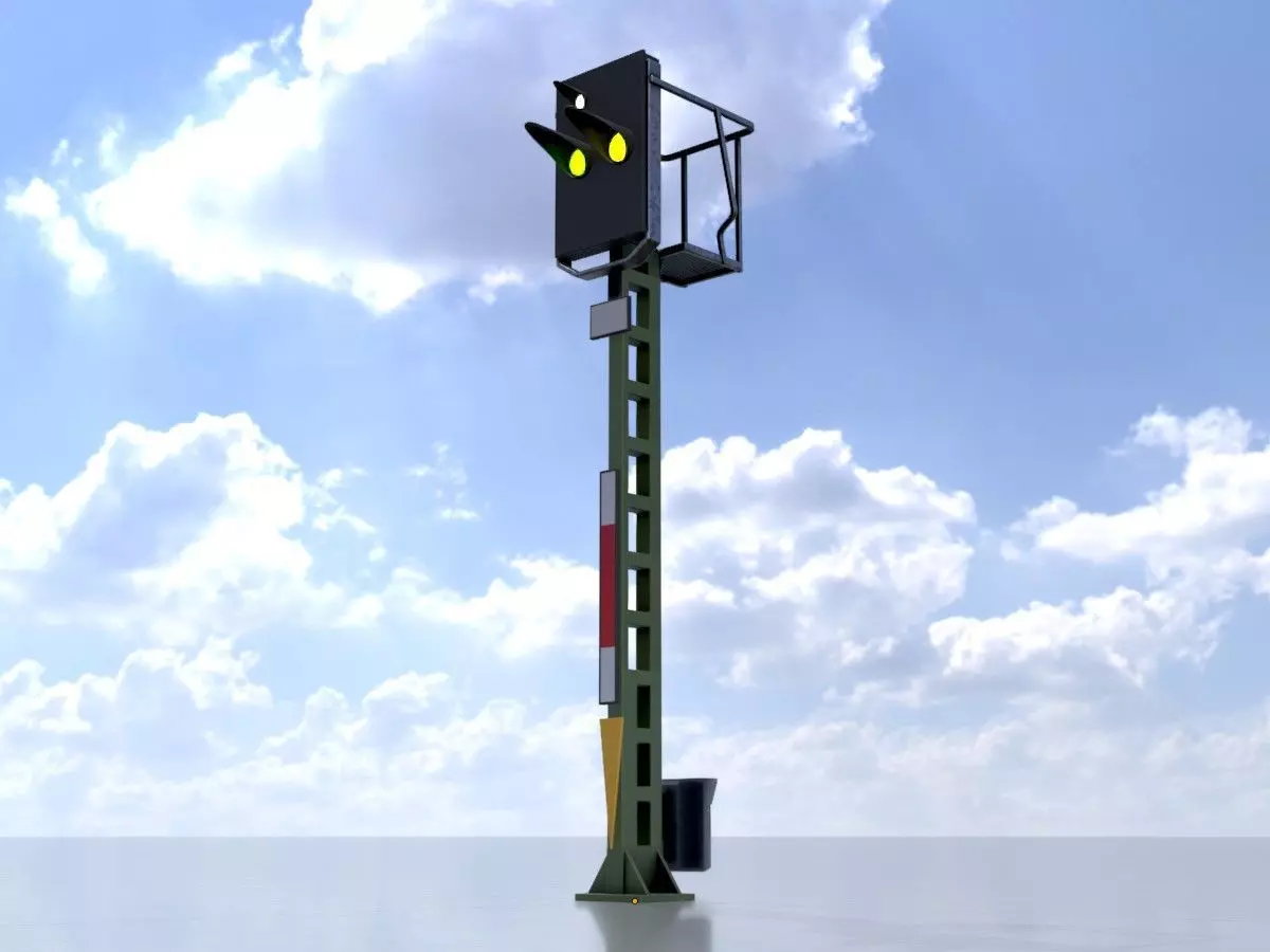 KS Railway Signal Post 4500mm Version-16 Low-poly 3D model_0
