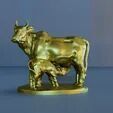 Cow with calf indian STL 3D print model_1