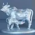 Cow with calf indian STL 3D print model_0