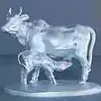 Cow with calf indian STL
